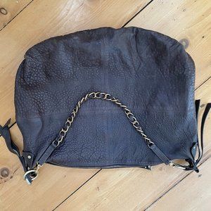 Brown Distressed Leather Hobo Bag